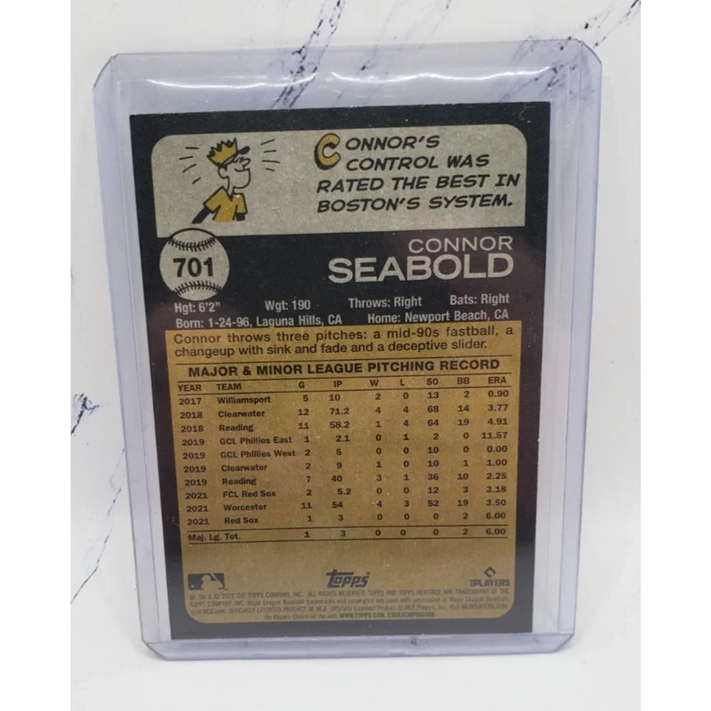 2022 Topps Heritage Connor Seabold SP RC #701 Boston Red Sox - Picture 2 of 4